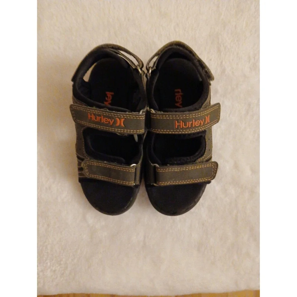 Hurley Sandals Boys Size 11 Olive Green & Orange